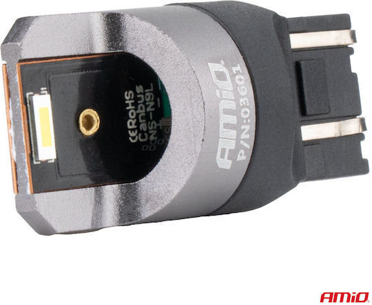 AMiO Λάμπες Αυτοκινήτου W21/5W Canbus LED 6000K Ψυχρό Λευκό 12-24V 2τμχ
