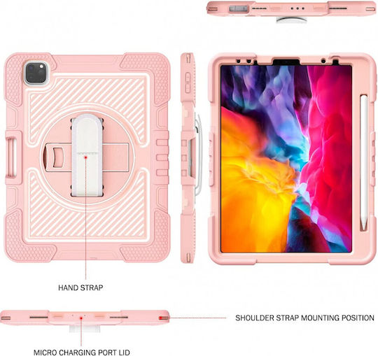 Techsuit Задна Корица Въртящ Се Издръжлива Розова (iPad Air 2020/2022 / iPad Pro 2018 11" / iPad Pro 2020 11" / iPad Pro 2021 11" / iPad Pro 2022 11'')