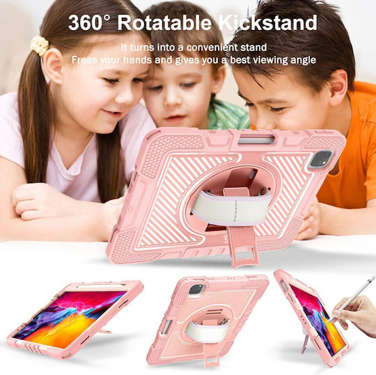 Techsuit Задна Корица Въртящ Се Издръжлива Розова (iPad Air 2020/2022 / iPad Pro 2018 11" / iPad Pro 2020 11" / iPad Pro 2021 11" / iPad Pro 2022 11'')