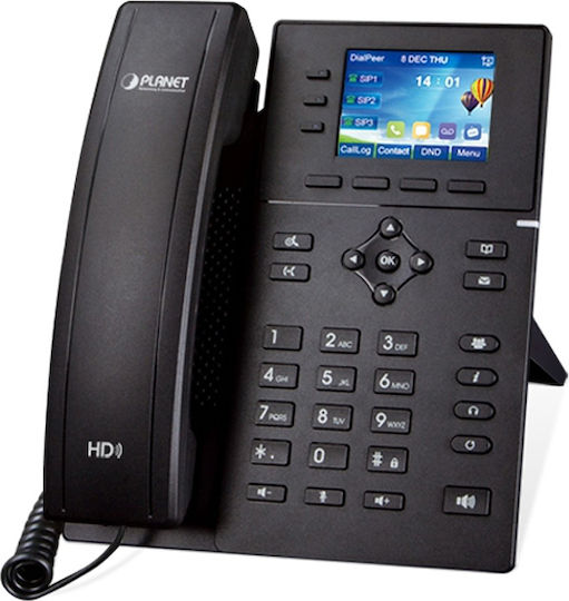 Planet High Definition Color PoE Gigabit Ενσύρματο Τηλέφωνο IP 6 γραμμών Μαύρο