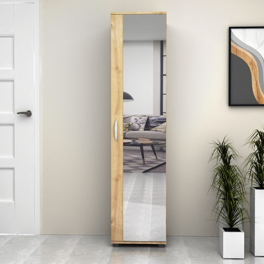 Ușă simplă Dulap de Haine Visla cu Oglindă Natural Beech 45x36x187cm
