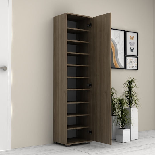 Single Door Wardrobe Visla with Mirror Walnut 45x36x187cm
