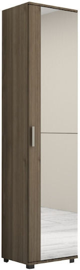 Single Door Wardrobe Visla with Mirror Walnut 45x36x187cm