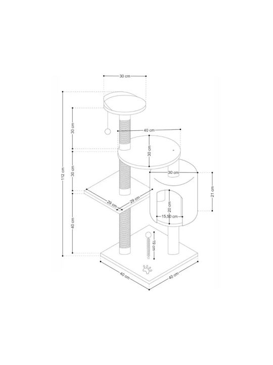 Go Clever Γατόδεντρο Γκρι 40x40x112εκ. Go Clever Γατόδεντρο Γκρι 40x40x112εκ.