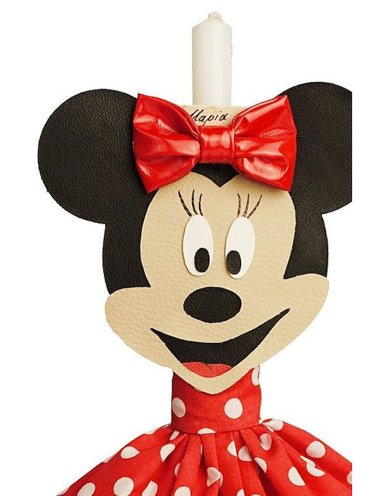 Πασχαλινή Λαμπάδα Minnie Στρογγυλή Κόκκινη