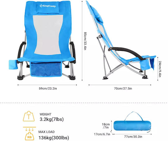 KingCamp Chair Beach Turquoise 59x70x85cm