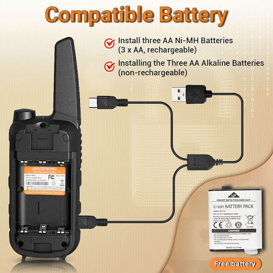 Baofeng Bf-t25e Wireless Transceiver PMR 0.5W with Monochrome Screen In Orange Color
