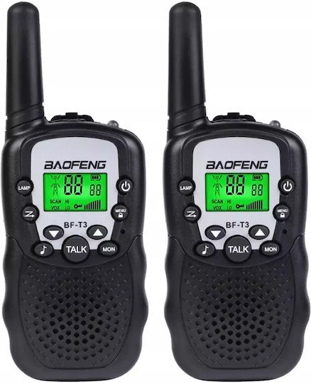 Walkie Talkie with Monochrome Display Black 2pcs