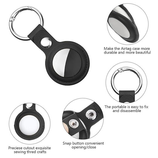 Techsuit Θήκη Δερματίνης για AirTag σε Μαύρο χρώμα