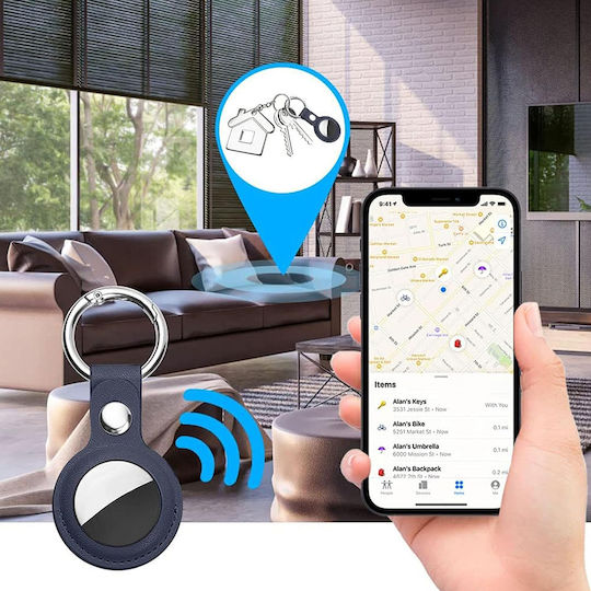 Techsuit Θήκη Δερμάτινη για AirTag σε Μπλε χρώμα