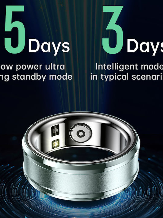 Techsuit R3 Smart Ring 19mm mit Pulsmesser Silber