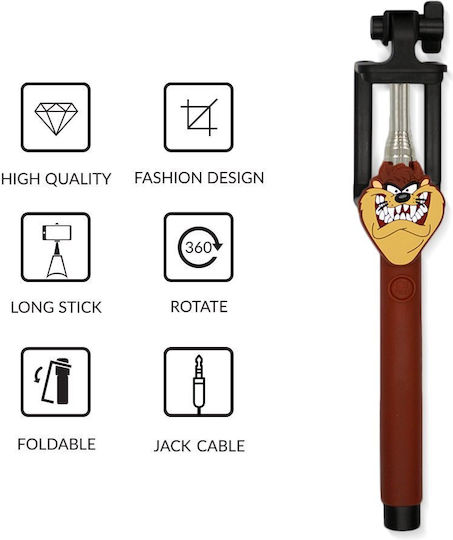 Warner Bros Tasmanian Devil 001 Selfie Stick with 3.5mm Cable Brown