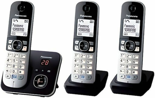 Panasonic KX-TG6823 Cordless Phone (Triple Set) Black