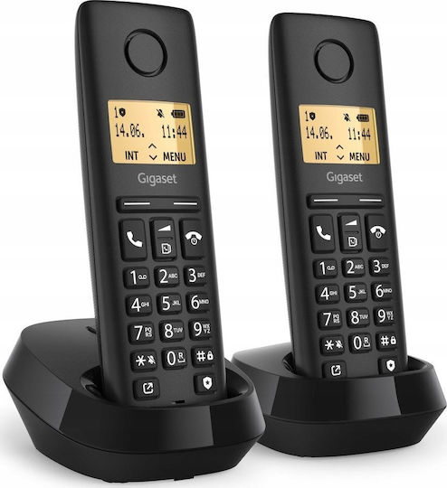 Gigaset Pure 100 Cordless Phone Duo with Greek Menu Black