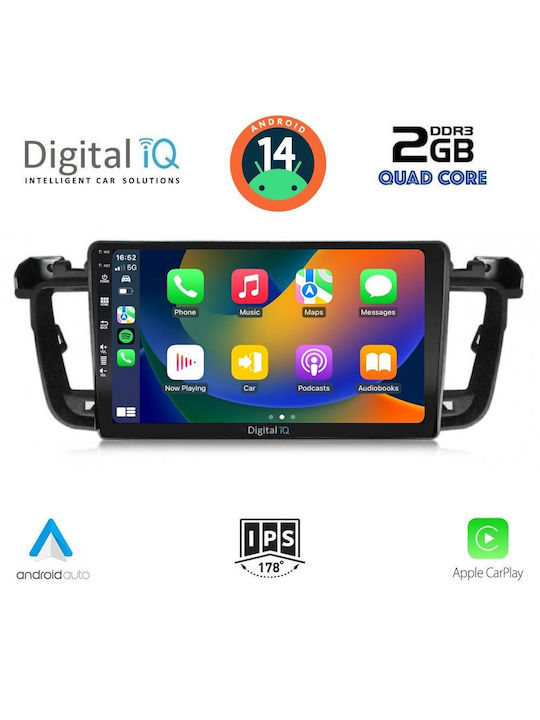 Digital IQ Car Audio System for Peugeot 508 2010-2016 (Bluetooth/USB/AUX/WiFi/GPS/Apple-Carplay/Android-Auto) with Touch Screen 9"