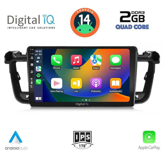 Digital IQ Car Audio System for Peugeot 508 2010-2016 (Bluetooth/USB/AUX/WiFi/GPS/Apple-Carplay/Android-Auto) with Touch Screen 9"
