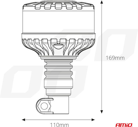 AMiO Φάρος Αυτοκινήτου LED 12 / 24V 11cm με Πορτοκαλί Φωτισμό