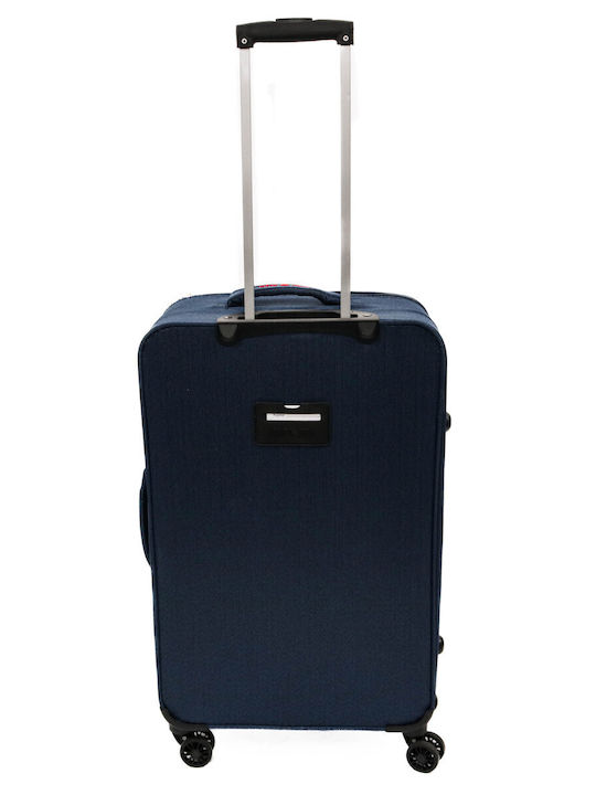 Lamonza Dortmund Μεγάλη Βαλίτσα Ταξιδίου Υφασμάτινη Blue με 4 Ρόδες Ύψους 70εκ.