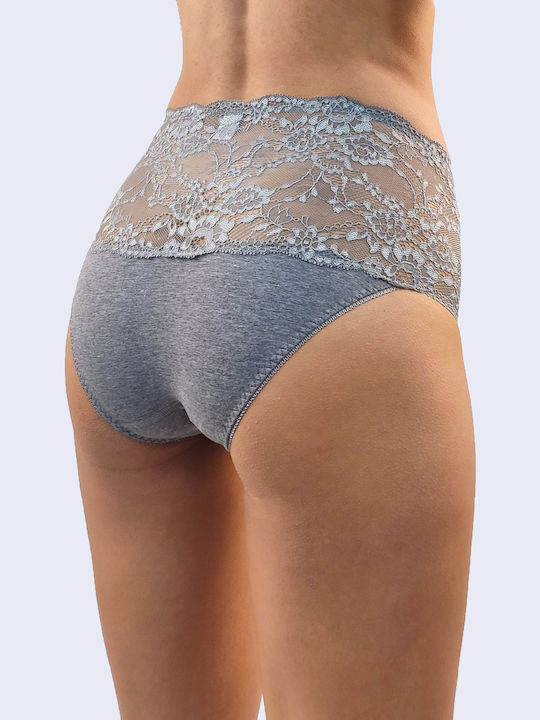 High-waisted Women's Slip Seamless with Lace Gray