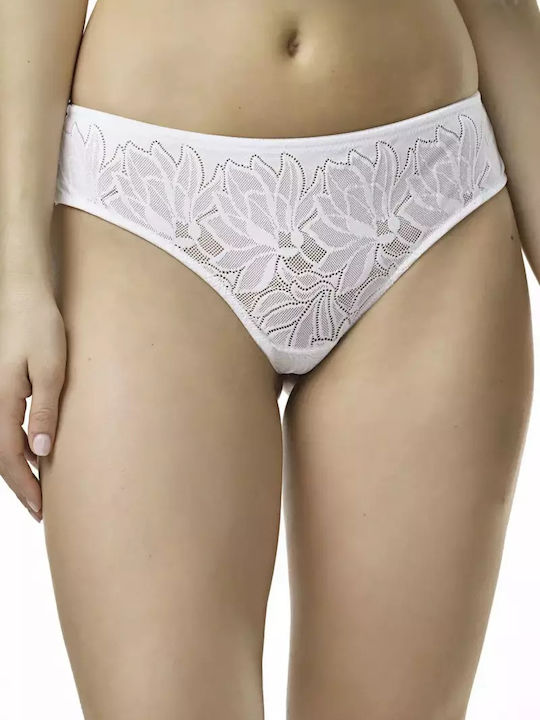 Spiman High-waisted Women's Brazil Seamless with Lace White