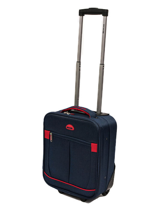 Lamonza Dortmund Koffer Reise Kabine Stoff Blau mit 2 Räder Höhe 40cm
