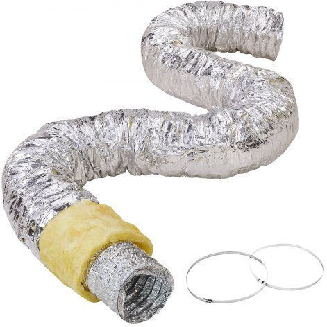 Furtun flexibil pentru uscător Vevor 127mm izolat 7.62m 2 cleme durabile protecție triplă Hvac R-4.2 rezistență la flacără Ntjygd25ft5g9rw3ev0