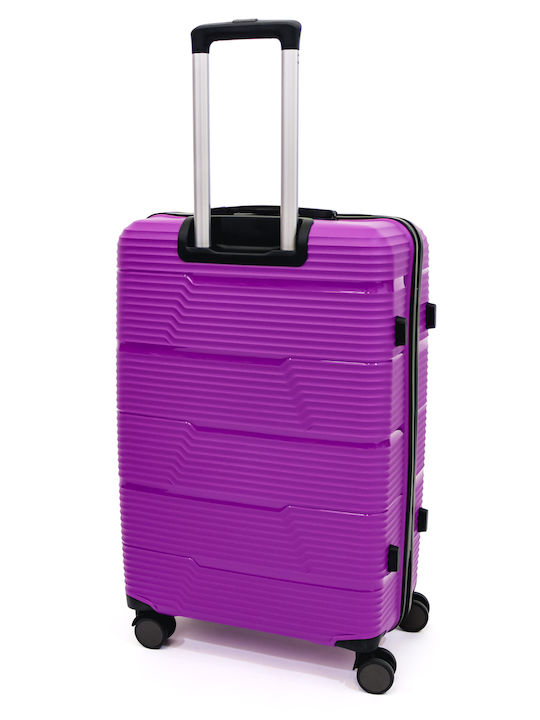 Lamonza Reno Μεγάλη Βαλίτσα Ταξιδίου Σκληρή Purple με 4 Ρόδες Ύψους 72εκ.