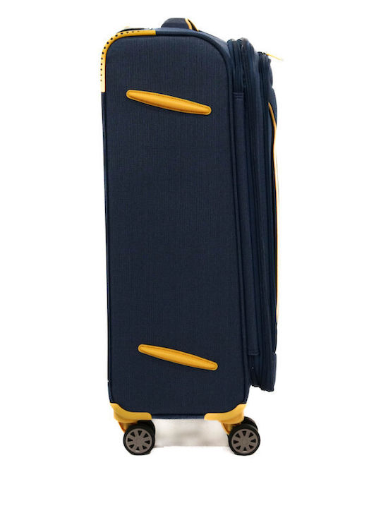 Lamonza Cruise Mittlerer Stoffkoffer Marineblau/Gelb mit 4 Rädern Höhe 68cm
