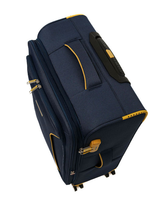 Lamonza Cruise Mittlerer Stoffkoffer Marineblau/Gelb mit 4 Rädern Höhe 68cm