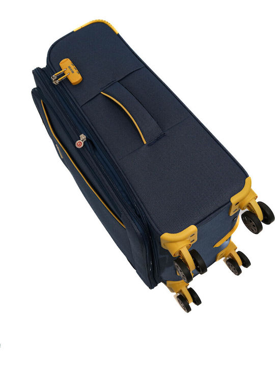 Lamonza Cruise Mittlerer Stoffkoffer Marineblau/Gelb mit 4 Rädern Höhe 68cm