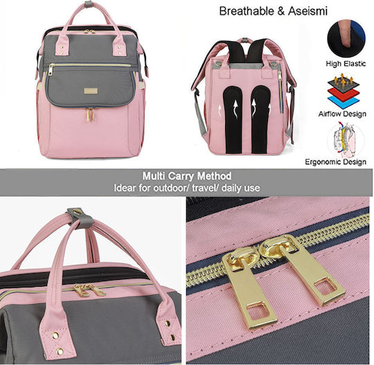 Lequeen Wickeltasche-Bett Rucksack Rosa 35x23x42cm.