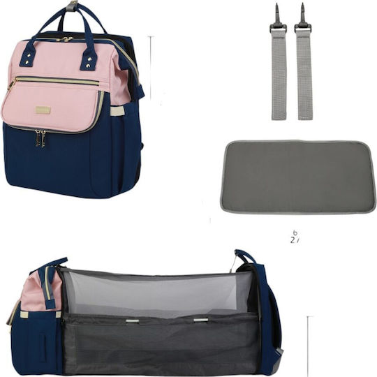 Lequeen Wickeltasche-Bett Rucksack Rosa 35x23x42cm.