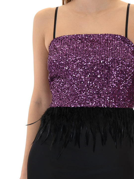 Γυναικείο Crop Top με Τιράντες Φούξια