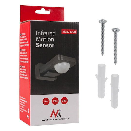 Maclean Energy Wired Motion Sensor Infrared 360° Detection Scope 20m