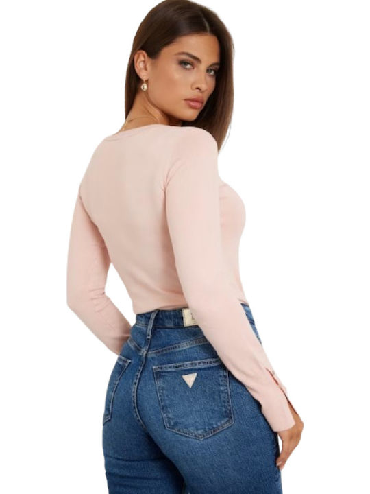 Γυναικείο Πουλόβερ με V Λαιμόκοψη Light Pink