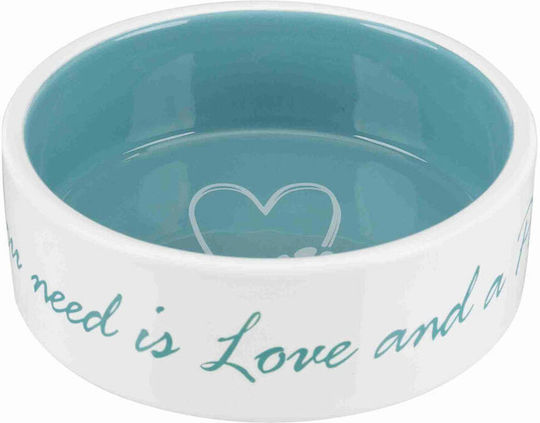 Trixie Pet's Home Ceramic Bowl with Container Food & Water for Dog 300ml 12cm in Blue Color