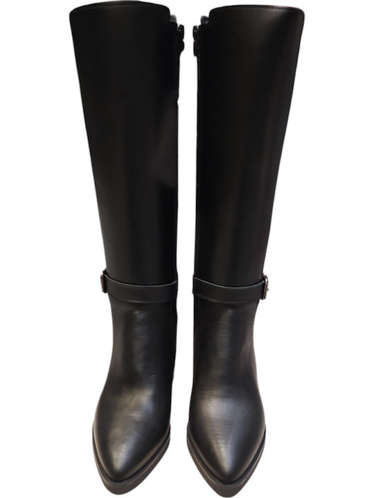 High Heel Women's Boots with Zipper Black