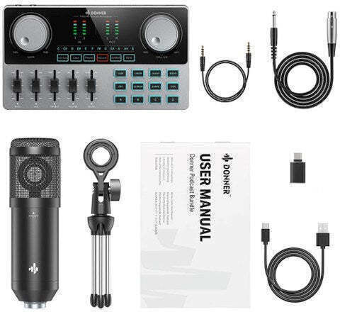Donner Podcast Starter Kit Wireless Microphone with Bluetooth Tabletop