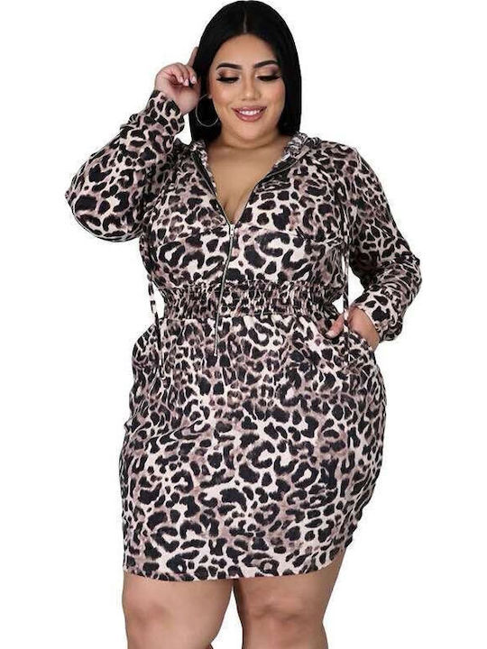 Φόρεμα με Κουκούλα Leopard