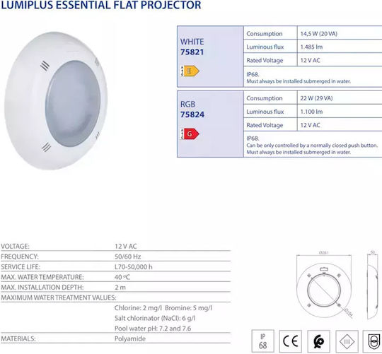 Astral Pool Lumină de piscină cu Alb Rece Lumină 75821