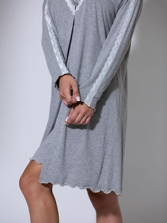 Dama Koupa Robe Maternity & Nursing Grey