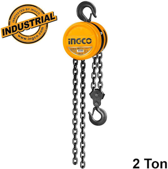 Ingco Chain Hoist for Weight Load up to 2t Yellow