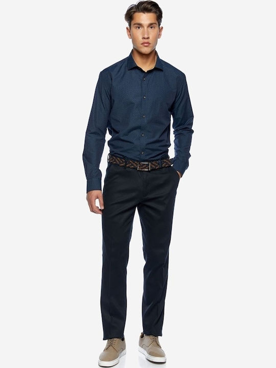 Pantaloni Bărbați Chino Elastic Regular Fit Albastru Închis