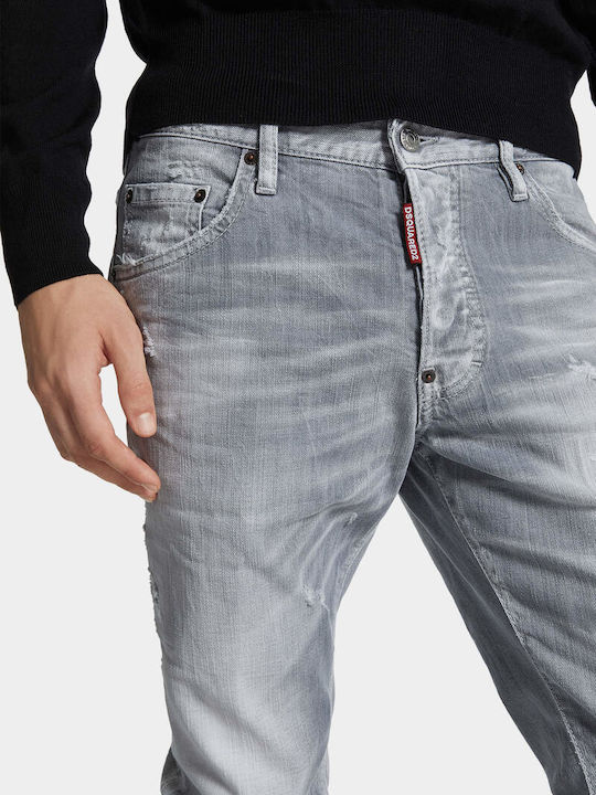 Skater Ανδρικό Παντελόνι Τζιν Ελαστικό με Slim Εφαρμογή Grey