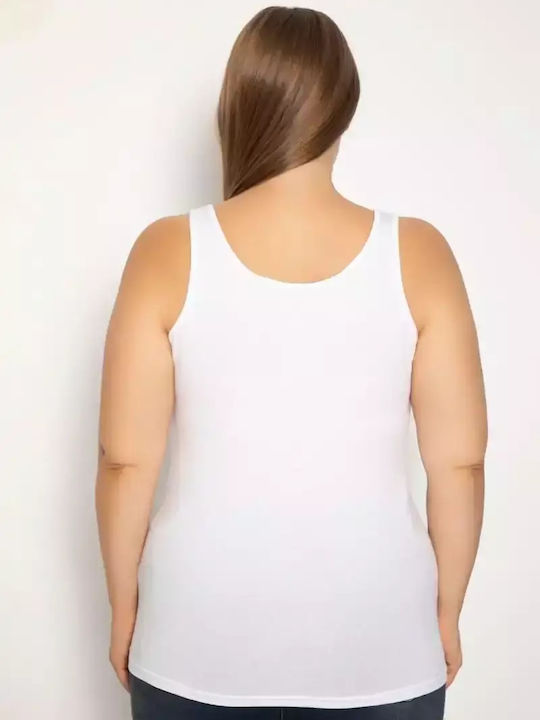 Plus Size mit Spaghetti-Träger Weiß Damen T-Shirt