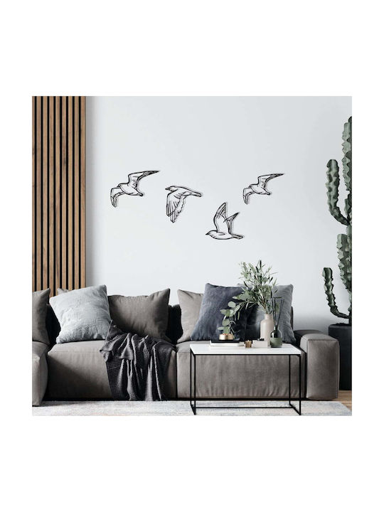Zevahir Wall Decor Set of 4 279enz1292 100x24cm Black Wallity Metal