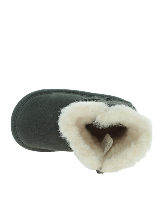 Emu Australia Suede Kinder-Schneestiefel mit Klettverschluss Charcoal