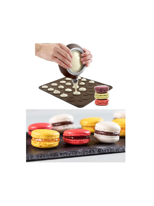 Quasar Co. Gebäckset 2 Macaron-Matten 27 Formen je 3 Formen X 8 Donuts Silikon Braun-Blau