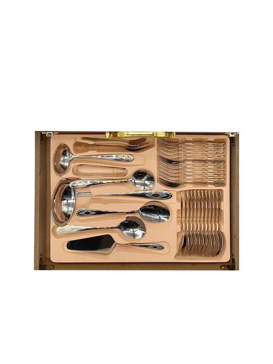Комплект прибори Ek-184g в дървен калъф 72 части