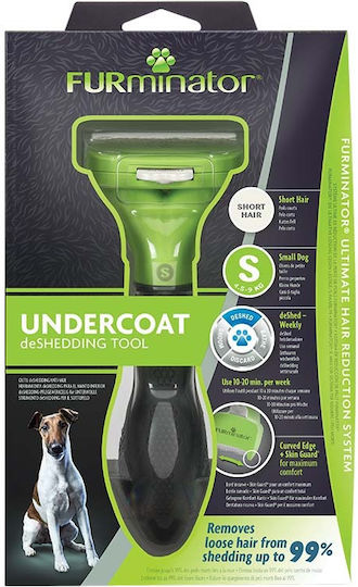 FURminator Undercoat Tool Comb Small for Short-Haired Dogs with Razor for Hair Removal Green